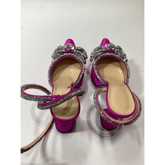 Mach & Mach 140 Double Bow Crystal Embellished Silk Satin Platform Pumps - Picture 6 of 16